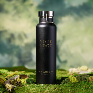 Black & Gold   Custom Business Logo Promotional Water Bottle