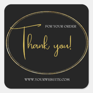 Black & Gold Custom Business Thank You Squa Square Sticker
