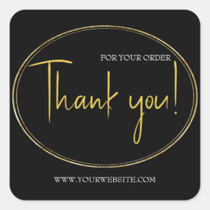 Black & Gold Custom Business Thank You  Square Square Sticker