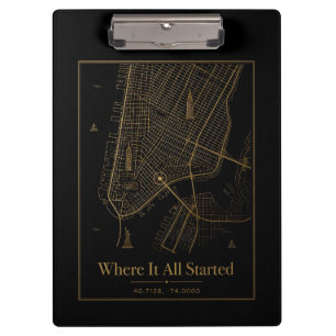 Black Gold Custom City Map Clipboard