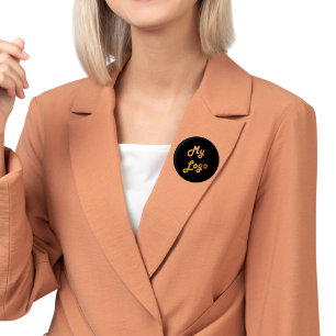 Black gold custom logo image business 6 cm round badge