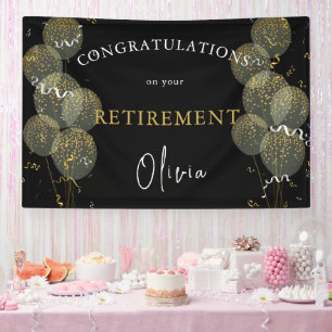 Black & Gold Custom Party Personalised Retirement Banner
