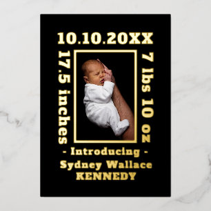 Black Gold Custom Photo Hello Baby Newborn Birth