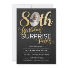 Black Gold Custom Photo Surprise 80th Birthday
