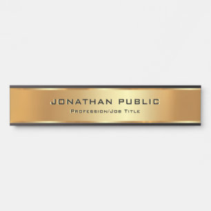 Black & Gold Custom Text Elegant Modern Template Door Sign