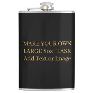Black & Gold Custom Text or Photo Wedding Hip Flask