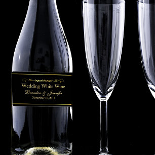 Black & Gold Custom Wedding Mini Wine Labels