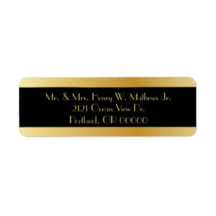 Black & Gold Custom Wedding Return Address Labels