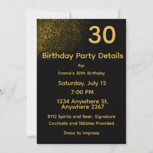 Black & Gold Customizable Party Details Card