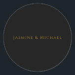 Black & Gold Cute Minimalist Own Name Classic Round Sticker<br><div class="desc">You Can Easily Change the Fonts,  Background Image and Colour,  Letter Characters.</div>