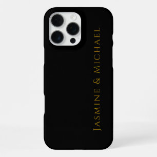 Black & Gold Cute Minimalist Own Name iPhone 16 Pro Max Case