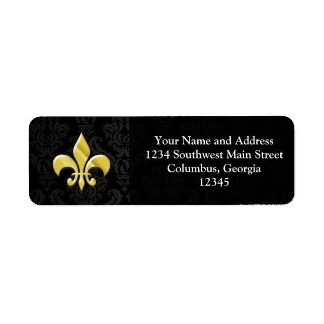 Black/Gold Damask Fleur de Lis (Front)