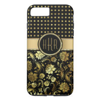 Black & Gold Damask & PolkaDot Combination