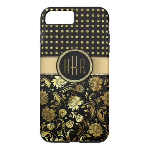Black & Gold Damask & PolkaDot Combination Case-Mate iPhone Case