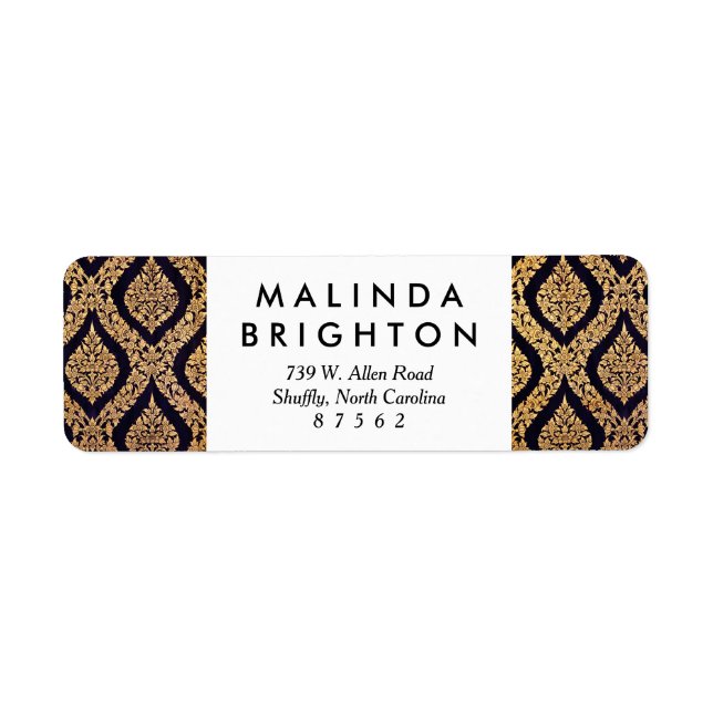 Black & Gold Damask Traditional Contemporary Print (Front)