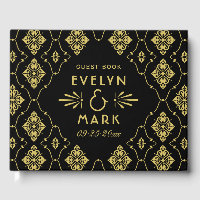 Black Gold Damask Wedding Monogram