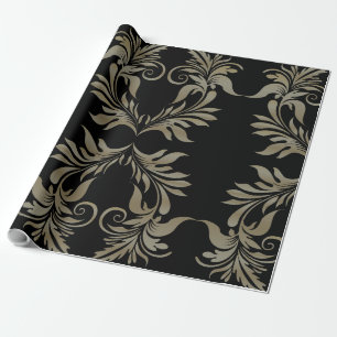 Black gold Damask Wrapping Paper