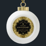 Black & Gold Damasks 50th Wedding Anniversary Ceramic Ball Christmas Ornament<br><div class="desc">Elegant black and shiny gold background customisable 50th wedding anniversary template.</div>