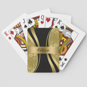 Black & Gold Damasks Geometric Design Playing Cards