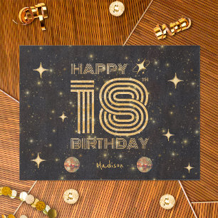 Black Gold Dancing Disco Ball 18th Happy Birthday Tissue Paper