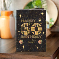 Black Gold Dancing Disco Ball 60th Happy Birthday