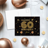 Black Gold Dancing Disco Ball 60th Happy Birthday