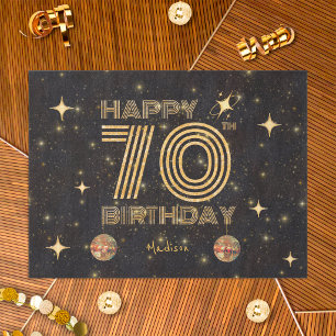 Black Gold Dancing Disco Ball 70tht Happy Birthday Tissue Paper