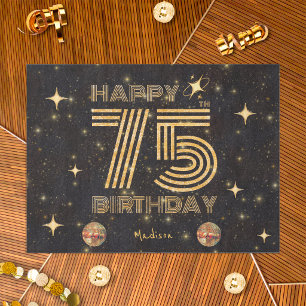 Black Gold Dancing Disco Ball 75tht Happy Birthday Tissue Paper