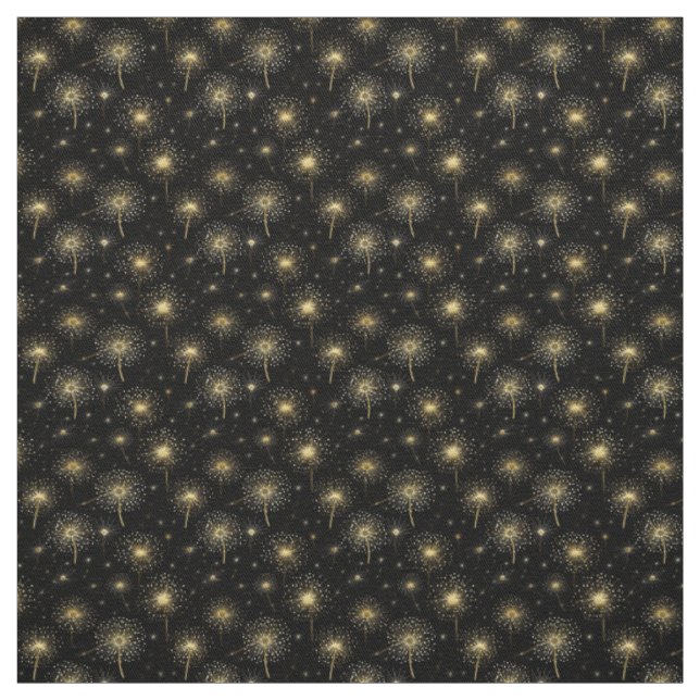 Black Gold Dandelion Sparkle Luxury Elegance Fabric (Swatch)
