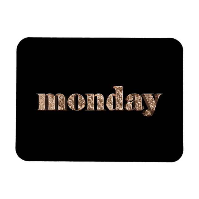 Black Gold Days of The Week Monday Typography Magnet (Horizontal)