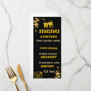 Black & Gold Dental Hygienist Graduation Party Men Menu