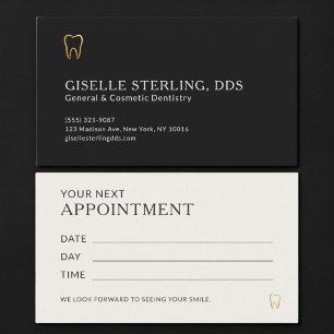Black & Gold Dentist Appointment Card