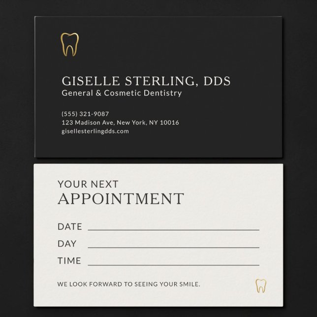 Black & Gold Dentist Appointment Card (Creator Uploaded)