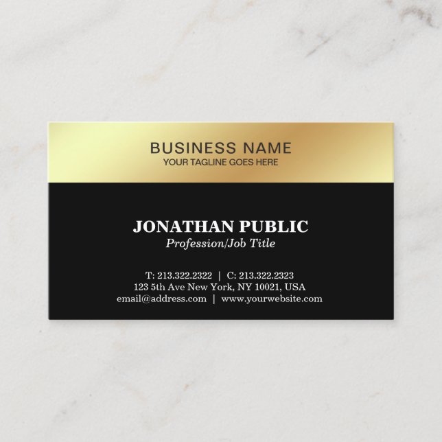 Black Gold Design Elegant Modern Corporate Sleek Business Card (Front)