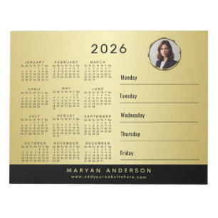 Black & gold design, Logo or Photo, calendar Notepad