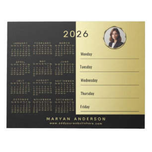 Black & gold design, Logo or Photo, calendar Notepad