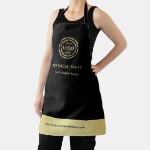 Black & gold design, Logo or Photo in gold circle, Apron