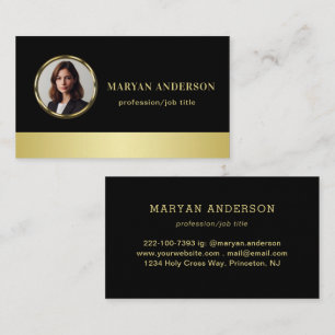 Black & gold design, Logo or Photo in gold circle, Business Card