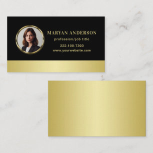 Black & gold design, Logo or Photo in gold circle, Business Card