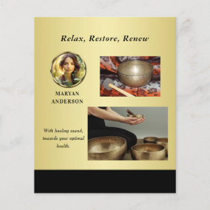 Black & gold design, Logo or Photo in gold circle, Flyer
