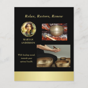 Black & gold design, Logo or Photo in gold circle, Flyer