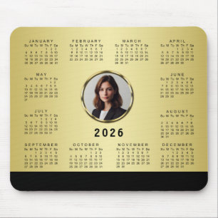 Black & gold design, Logo or Photo in gold circle, Mouse Pad