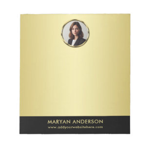 Black & gold design, Logo or Photo in gold circle, Notepad