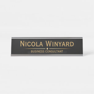 Black Gold Desk Name Sign Professional Office