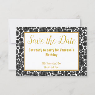 BLACK GOLD DIAMOND ELEGANT SAVE THE DATE RSVP CARD