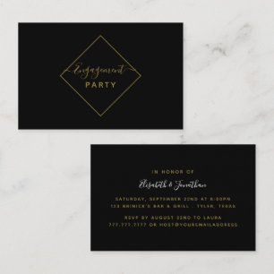 Black & Gold Diamond Engagement Party Invitation
