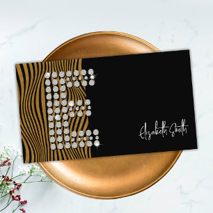 Black Gold Diamond Initial E Social Media Monogram Business Card