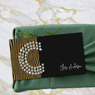 Black Gold Diamond Initial Social Media Monogram Business Card