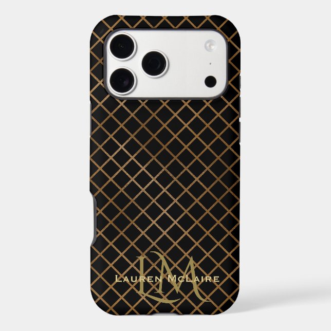 Black & Gold Diamond Monogram  (Back)