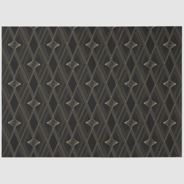 Black Gold Diamond Pattern Abstract Chic Geometric Tissue Paper (Front)